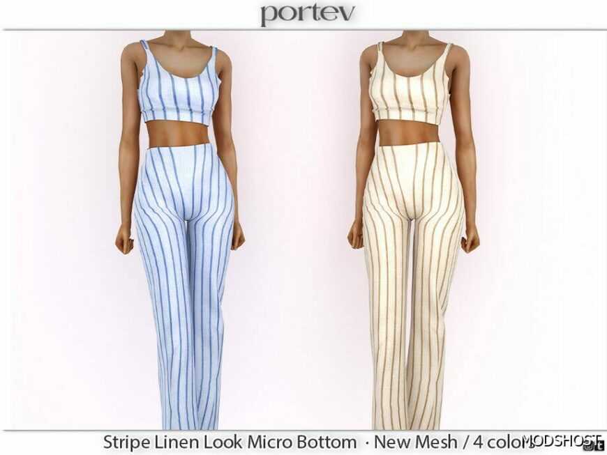 Sims 4 Stripe Linen Look Micro Bottom mod