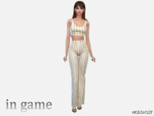 Sims 4 Teen Clothes Mod: Stripe Linen Look Micro Bottom (Image #2)