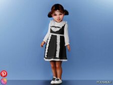 Sims 4 Dress Clothes Mod: Evie – Stylish Dress with Ruffles and BOW (Image #2)
