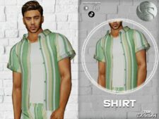 Sims 4 SET 429 Adult/Child – Striped Shirt + Shorts mod