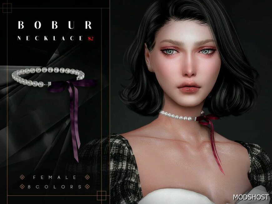 Sims 4 Female Accessory Mod: Pearl Choker BOW Necklace (Featured)