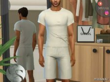 Sims 4 Male Clothes Mod: SET – Basic Shirt + Shorts #430 (Featured)
