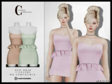 Sims 4 Dress Clothes Mod: Short Dress D-380 (Image #2)