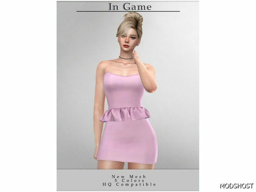 Sims 4 Dress Clothes Mod: Short Dress D-380 (Featured)
