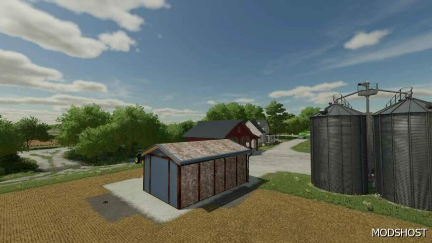 FS22 Placeable Mod: Small Workshop Garage and GAS Station for Your Farm (Featured)