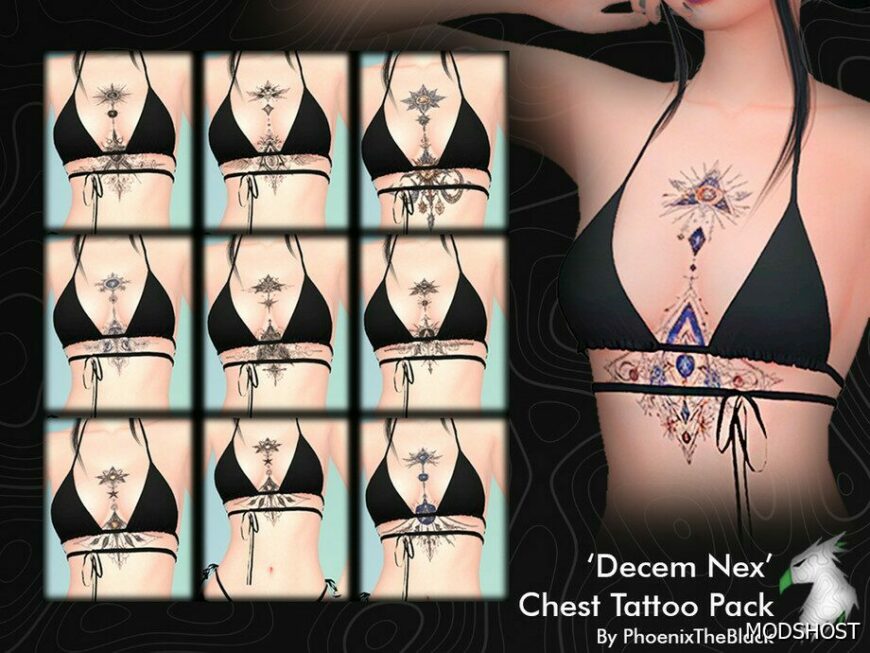 Sims 4 Decem NEX Chest Tattoo Pack mod