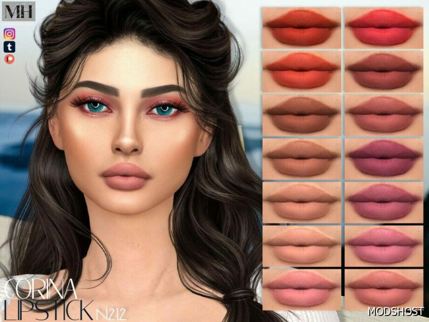 Sims 4 Female Makeup Mod: Corina Lipstick N212 (Featured)