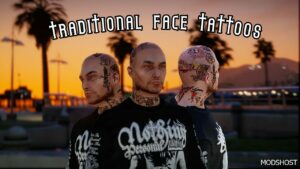 GTA 5 Player Mod: Traditional Face/Neck Tattoos / Premade / MP Male / SP (Featured)