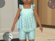 Sims 4 Female Clothes Mod: Toddler SET 433 – TOP + Shorts (Image #2)