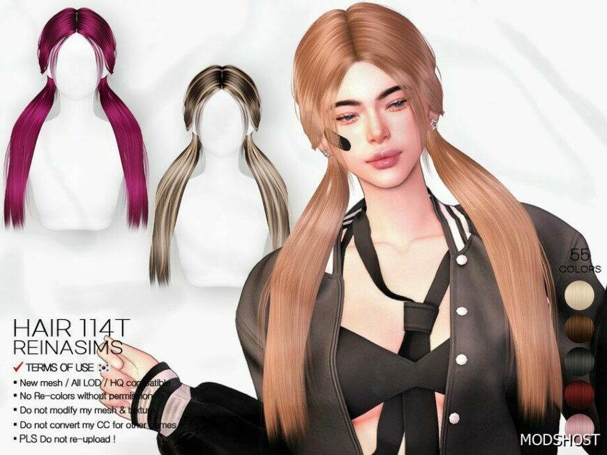 Sims 4 Female Mod: Hair 114T (Featured)