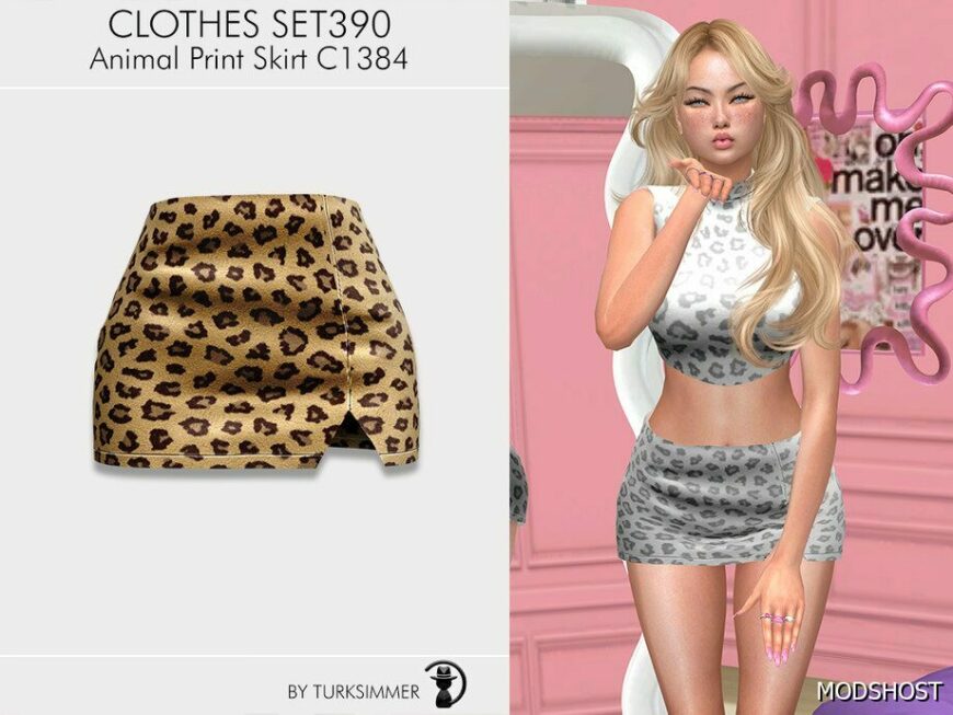 Sims 4 Animal Print Skirt & TOP mod