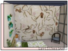 Sims 4 Wall Mod: Woodland Florals Mural (Image #2)