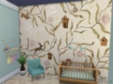 Sims 4 Wall Mod: Woodland Florals Mural (Featured)