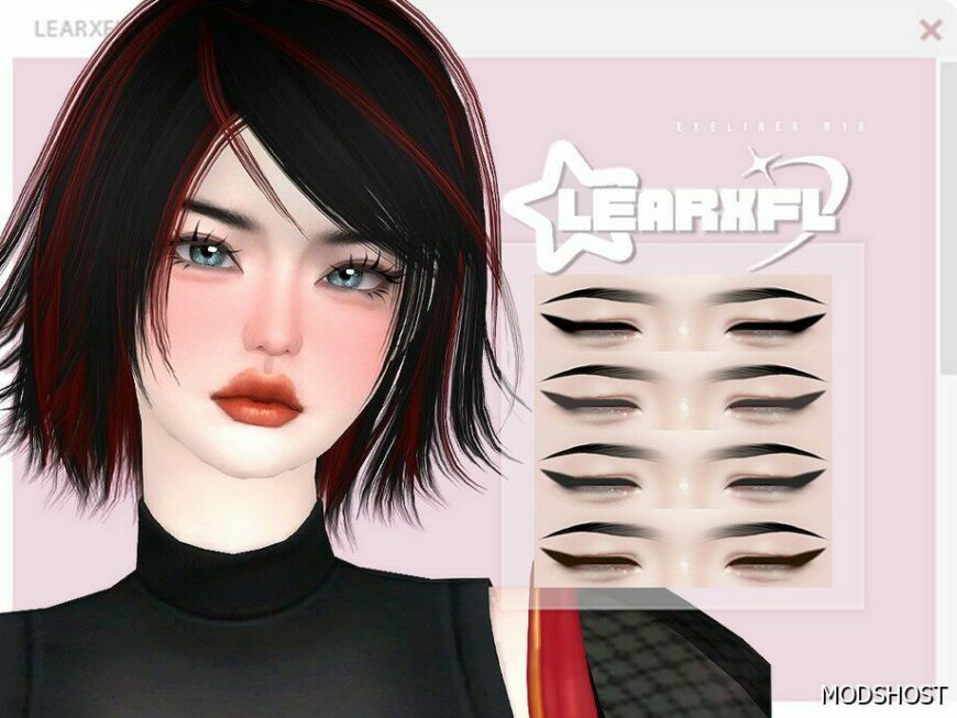 Sims 4 Eyeliner Makeup Mod: Learxfl Eyeliner N18 (Featured)