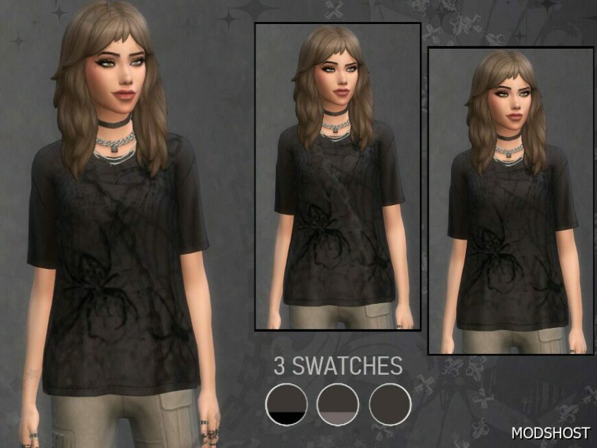 Sims 4 Grunge Spiders T-Shirt for Female mod