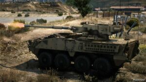 GTA 5 Military Vehicle Mod: M1128 Stryker Mobile GUN System Add-On | Vehfuncs V (Featured)