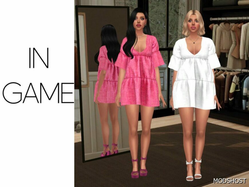 Sims 4 Elder Clothes Mod: Juliette – Ruffle Dress (Featured)