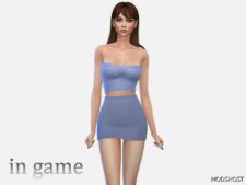 Sims 4 Ribbed Knotted Tube Top & High Waist Mini Skirt mod