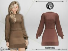 Sims 4 Female Clothes Mod: Tina Wool Dress (Image #2)