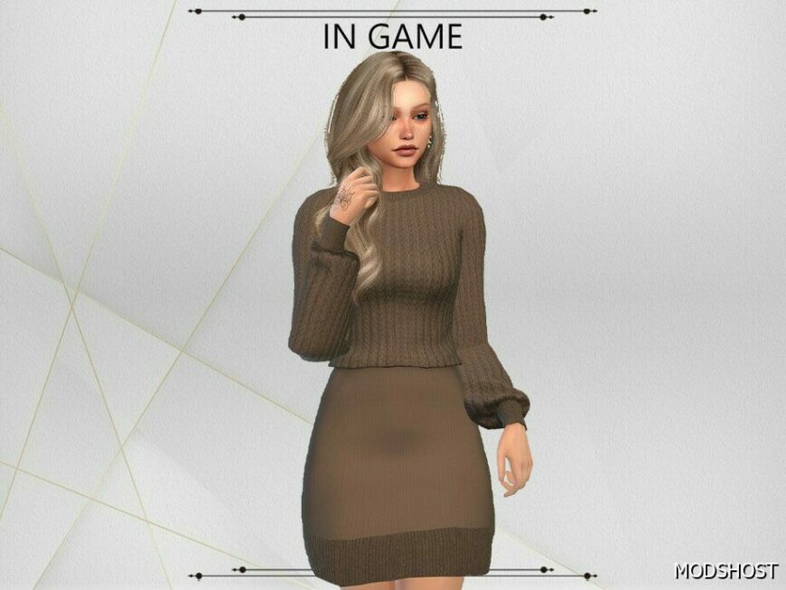 Sims 4 Female Clothes Mod: Tina Wool Dress (Featured)