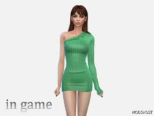 Sims 4 ONE Sleeve Collar Mini Dress mod