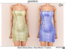 Sims 4 Adult Clothes Mod: Short Shiny Dress (Image #2)