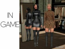 Sims 4 Elder Clothes Mod: Emerson – Mini Leather Dress (Featured)
