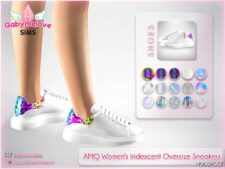 Sims 4 Shoes Mod: AMQ (Alexander McQueen) Women's Iridescent Oversize Sneakers (Featured)