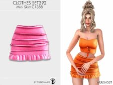 Sims 4 Bottoms Clothes Mod: Mini Skirt & Crop Tube Top SET392 (Featured)