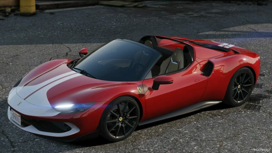GTA 5 Ferrari Vehicle Mod: 296GTS 2023 Animate Roof I Add-On (Featured)
