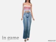 Sims 4 Elder Clothes Mod: Baggy Balloon MID Waist Jeans (Featured)