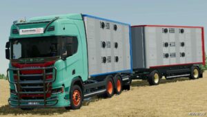 FS22 Scania R Animal Transporter Truck & Trailer mod