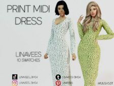 Sims 4 Elder Clothes Mod: Alani – Midi Dress (Image #2)