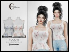 Sims 4 Female Clothes Mod: Strappy Blouse T-625 (Image #2)