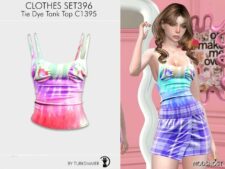 Sims 4 Teen Clothes Mod: TIE DYE Tank TOP & Mini Skirt – SET396 (Featured)