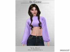 Sims 4 Female Clothes Mod: Long Sleeve Blouse T-629 (Featured)