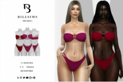 Sims 4 Elder Clothes Mod: Bandeau Ring Detail Bikini (Featured)