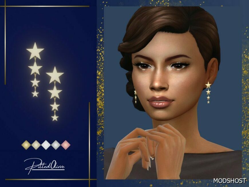 Sims 4 Female Accessory Mod: Starfall Earrings (Featured)