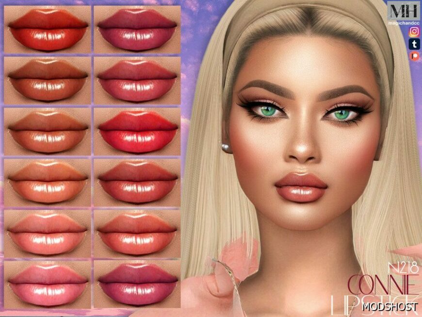 Sims 4 Lipstick Makeup Mod: Connie Lipstick N218 (Featured)