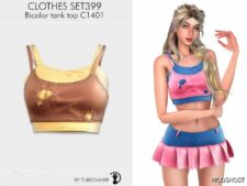 Sims 4 Female Clothes Mod: Bicolor Tank TOP & Mini Skirt – SET399 (Image #2)