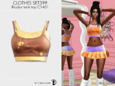Sims 4 Female Clothes Mod: Bicolor Tank TOP & Mini Skirt – SET399 (Featured)