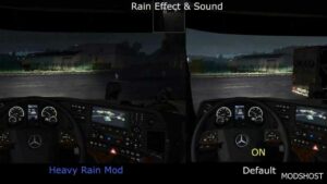 ETS2 Rain Weather Mod: Realistic Rain V4.8 (OLD Heavy Rain) 1.50 (Featured)