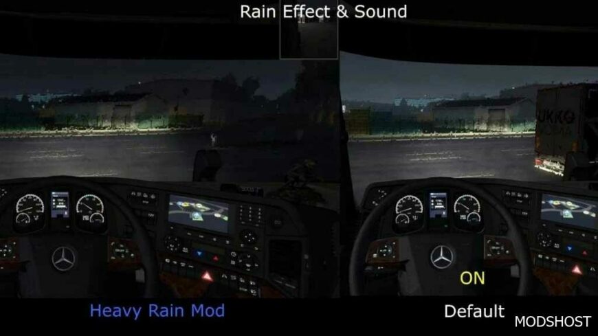 ETS2 Rain Weather Mod: Realistic Rain V4.8 (OLD Heavy Rain) 1.50 (Featured)