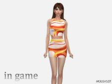 Sims 4 Female Clothes Mod: Abstract Print Sleeveless TOP & Print Mini Skirt (Featured)
