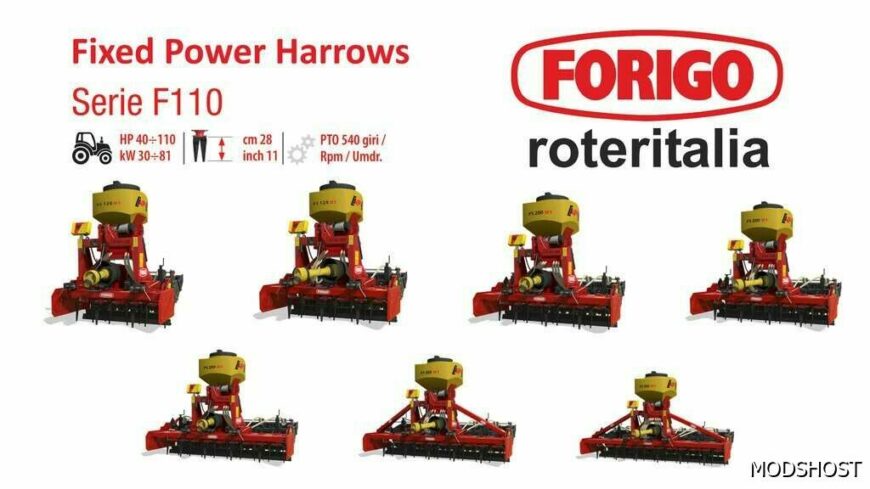 FS22 Cultivator Mod: Forigo Roteritalia Power Harrows Pack V1.0.0.1 (Featured)
