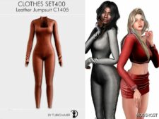 Sims 4 Elder Clothes Mod: Leather Jumpsuit C1405 (Featured)