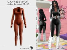Sims 4 Elder Clothes Mod: Leather Jumpsuit C1405 (Image #2)