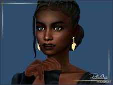 Sims 4 Female Accessory Mod: Golden Leaf Earrings (Image #2)