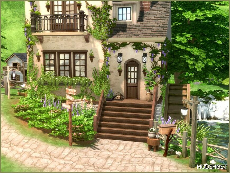 Sims 4 House Mod: Amethyst Falls Cottage (NO CC) (Featured)