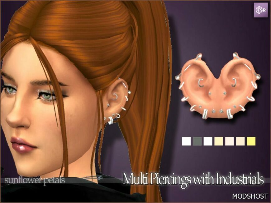 Sims 4 Accessory Mod: Multi Piercings with Industrials (Featured)